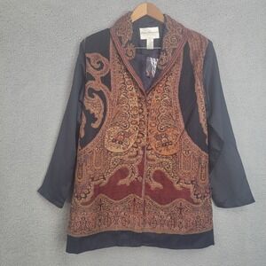 Norm Thompson Women's Size M Paisley‎ Lined Wool Jacket Button Front